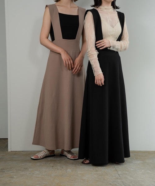 lawgy（ラウジー）の「stretch suspender skirt（スカート・レディース・ブラック/ベージュ・FREE）」の9枚目の写真