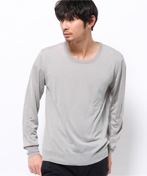 417 EDIFICE（フォーワンセブンエディフィス）の「◇16Gシルクタッチ クルーネックロングスリーブ（ニット/セーター・メンズ・ブラック/グレー/サファリグリーン/ブルー系その他・LARGE/MEDIUM/SMALL）」の3枚目の写真