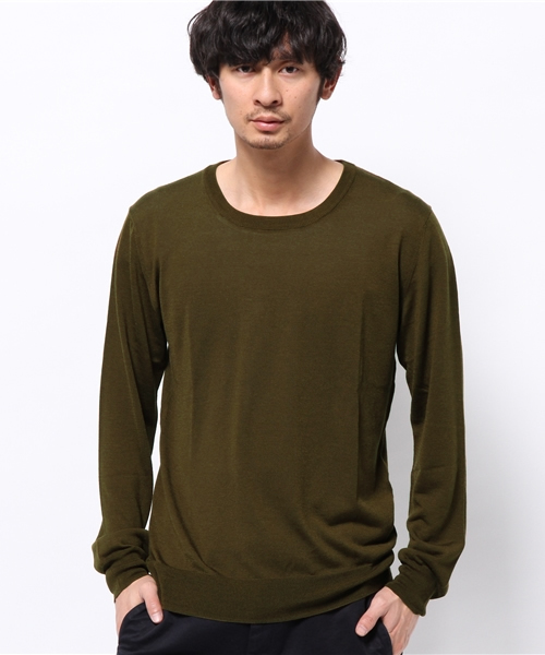 417 EDIFICE（フォーワンセブンエディフィス）の「◇16Gシルクタッチ クルーネックロングスリーブ（ニット/セーター・メンズ・ブラック/グレー/サファリグリーン/ブルー系その他・LARGE/MEDIUM/SMALL）」の4枚目の写真