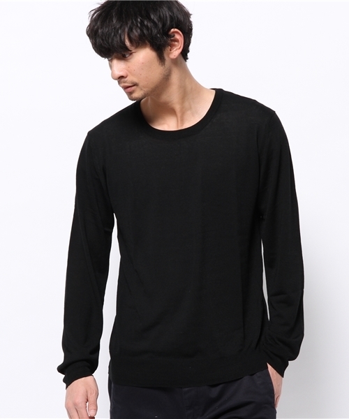 417 EDIFICE（フォーワンセブンエディフィス）の「◇16Gシルクタッチ クルーネックロングスリーブ（ニット/セーター・メンズ・ブラック/グレー/サファリグリーン/ブルー系その他・LARGE/MEDIUM/SMALL）」の2枚目の写真