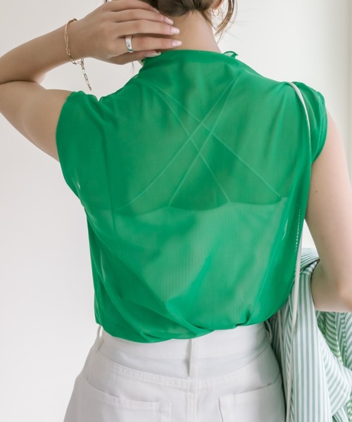 COLONY 2139（コロニートゥーワンスリーナイン）の「6色展開 / シアーメッシュメローノースリーブ（Tシャツ/カットソー・レディース・グリーン/ピンク/ブルー/ブラック/オレンジ/アイボリー・FREE）」の16枚目の写真