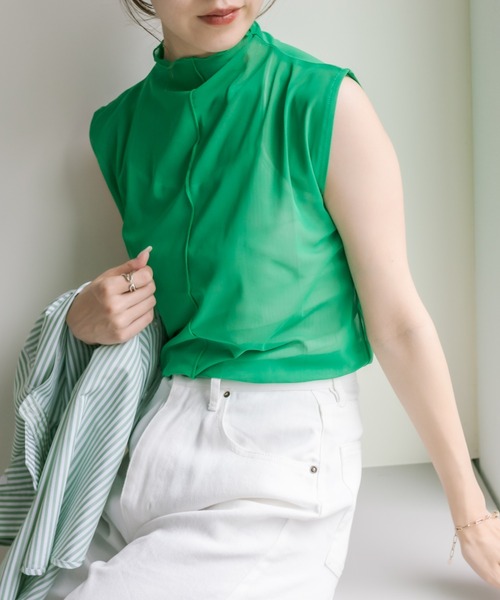 COLONY 2139（コロニートゥーワンスリーナイン）の「6色展開 / シアーメッシュメローノースリーブ（Tシャツ/カットソー・レディース・グリーン/ピンク/ブルー/ブラック/オレンジ/アイボリー・FREE）」の19枚目の写真