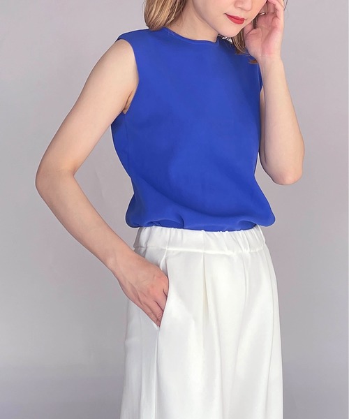 PICCIN(ピッチン)の「パール付き総針ニットタンクトップ(ニット/セーター・レディース・ブラック/ローズ/グレイッシュベージュ/ブルー・M)」の4枚目の写真