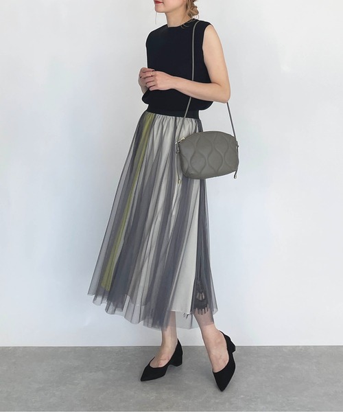 PICCIN(ピッチン)の「パール付き総針ニットタンクトップ(ニット/セーター・レディース・ブラック/ローズ/グレイッシュベージュ/ブルー・M)」の10枚目の写真