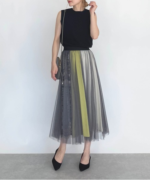 PICCIN(ピッチン)の「パール付き総針ニットタンクトップ(ニット/セーター・レディース・ブラック/ローズ/グレイッシュベージュ/ブルー・M)」の15枚目の写真