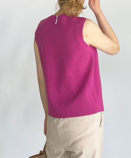 PICCIN(ピッチン)の「パール付き総針ニットタンクトップ(ニット/セーター・レディース・ブラック/ローズ/グレイッシュベージュ/ブルー・M)」の22枚目の写真