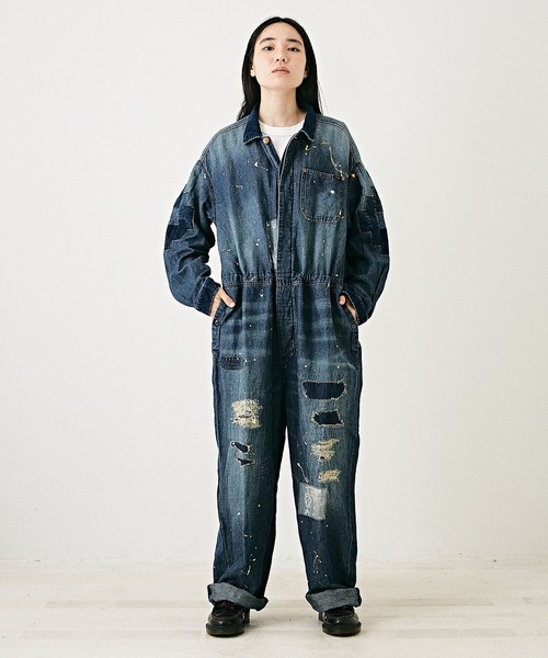TOBILA（トビラ）の「デニムリメイク加工オールインワン（つなぎ