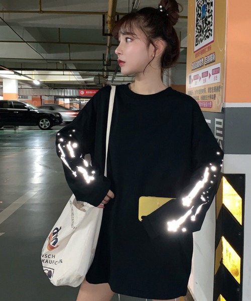 meJane（ミージェーン）の「リフレクターshooting starプリントロングTシャツ（Tシャツ/カットソー・レディース・ホワイト/ブラック・FREE）」の15枚目の写真