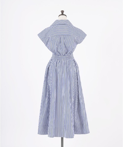 JENNE（ジェンヌ）の「ストライプ　フレンチスリーブシャツワンピース（ワンピース・レディース・ストライプ・SMALL/MEDIUM/LARGE）」の9枚目の写真