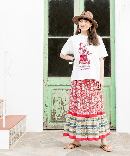 チャイハネ（チャイハネ）の「【チャイハネ】アロセルTシャツ（Tシャツ/カットソー・レディース・ホワイト/オレンジ/ブルー/グリーン/ベージュ/グレー・FREE）」の22枚目の写真