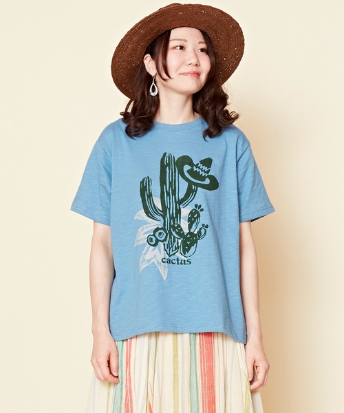 チャイハネ（チャイハネ）の「【チャイハネ】アロセルTシャツ（Tシャツ/カットソー・レディース・ホワイト/オレンジ/ブルー/グリーン/ベージュ/グレー・FREE）」の13枚目の写真