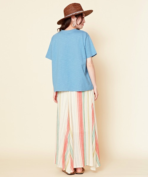 チャイハネ（チャイハネ）の「【チャイハネ】アロセルTシャツ（Tシャツ/カットソー・レディース・ホワイト/オレンジ/ブルー/グリーン/ベージュ/グレー・FREE）」の9枚目の写真