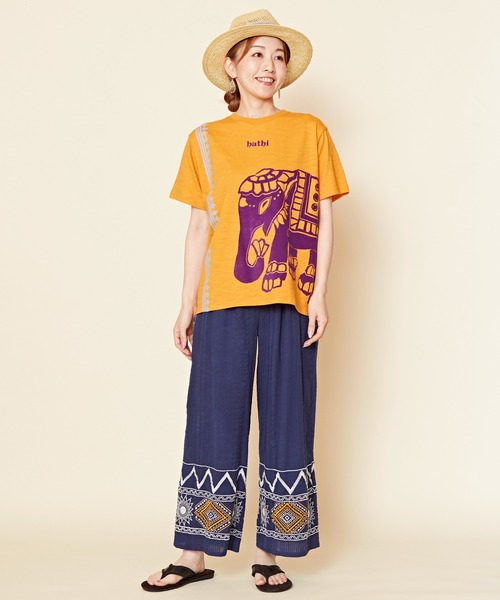 チャイハネ（チャイハネ）の「【チャイハネ】アロセルTシャツ（Tシャツ/カットソー・レディース・ホワイト/オレンジ/ブルー/グリーン/ベージュ/グレー・FREE）」の15枚目の写真