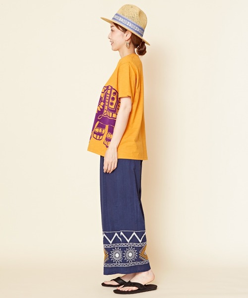 チャイハネ（チャイハネ）の「【チャイハネ】アロセルTシャツ（Tシャツ/カットソー・レディース・ホワイト/オレンジ/ブルー/グリーン/ベージュ/グレー・FREE）」の8枚目の写真