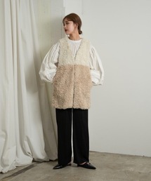 Amiur | bicolor medium fur vest(ベスト)