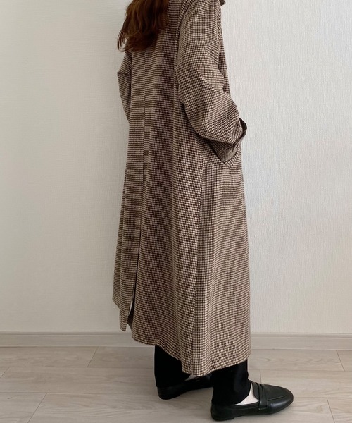 callautia（カラウティア）の「千鳥チェックスタンドカラーロング