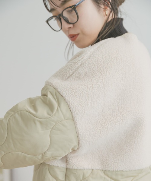 ITEMS URBANRESEARCH(アイテムズ アーバンリサーチ)の「ボアキルトコート(ノーカラーコート・レディース・カーキ/ブラック/ベージュ・FREE)」の13枚目の写真