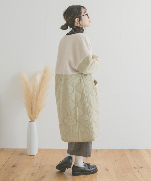 ITEMS URBANRESEARCH(アイテムズ アーバンリサーチ)の「ボアキルトコート(ノーカラーコート・レディース・カーキ/ブラック/ベージュ・FREE)」の17枚目の写真
