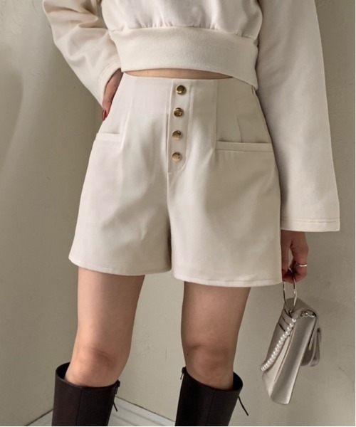 OLIVE des OLIVE（オリーブデオリーブ）の「前ボタンショートパンツ（その他パンツ・レディース・ブラック/アイボリー/スミクロ・FREE）」の2枚目の写真