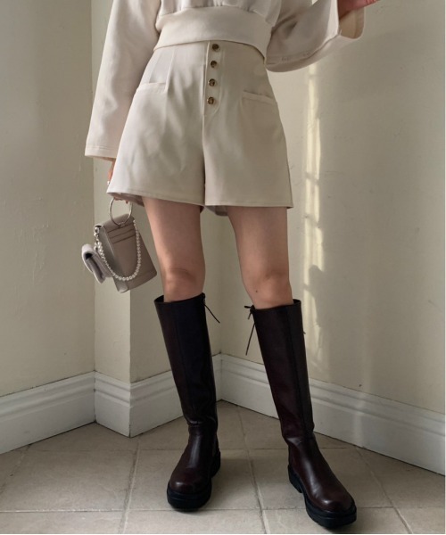 OLIVE des OLIVE（オリーブデオリーブ）の「前ボタンショートパンツ（その他パンツ・レディース・ブラック/アイボリー/スミクロ・FREE）」の13枚目の写真