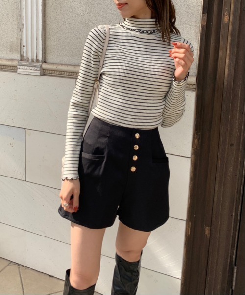 OLIVE des OLIVE（オリーブデオリーブ）の「前ボタンショートパンツ（その他パンツ・レディース・ブラック/アイボリー/スミクロ・FREE）」の15枚目の写真