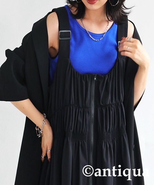 antiqua（アンティカ）の「サロペットワンピース（ワンピース・レディース・カーキ/ブラック・FREE）」の5枚目の写真