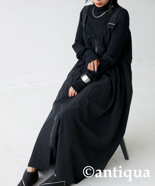 antiqua（アンティカ）の「サロペットワンピース（ワンピース・レディース・カーキ/ブラック・FREE）」の10枚目の写真