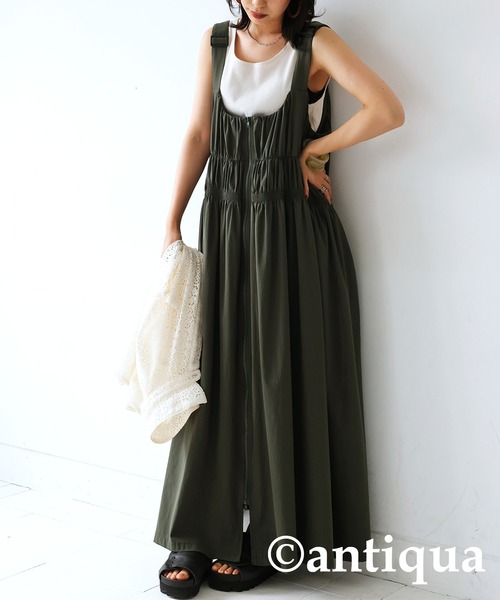 antiqua（アンティカ）の「サロペットワンピース（ワンピース・レディース・カーキ/ブラック・FREE）」の11枚目の写真