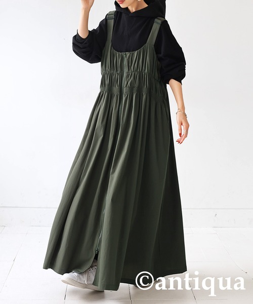 antiqua（アンティカ）の「サロペットワンピース（ワンピース・レディース・カーキ/ブラック・FREE）」の16枚目の写真