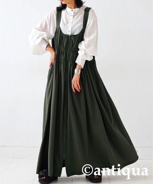 antiqua（アンティカ）の「サロペットワンピース（ワンピース・レディース・カーキ/ブラック・FREE）」の12枚目の写真