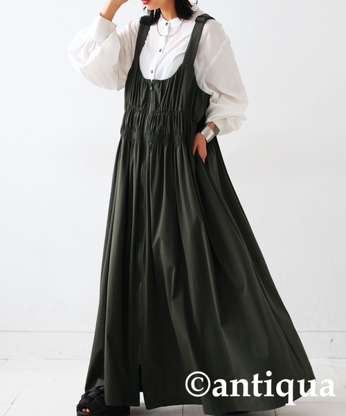 antiqua（アンティカ）の「サロペットワンピース（ワンピース・レディース・カーキ/ブラック・FREE）」の13枚目の写真