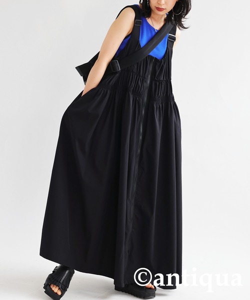 antiqua（アンティカ）の「サロペットワンピース（ワンピース・レディース・カーキ/ブラック・FREE）」の7枚目の写真