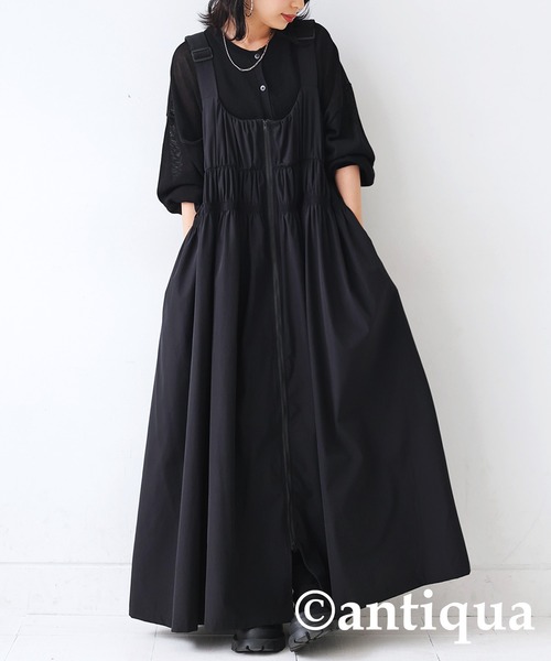 antiqua（アンティカ）の「サロペットワンピース（ワンピース・レディース・カーキ/ブラック・FREE）」の8枚目の写真
