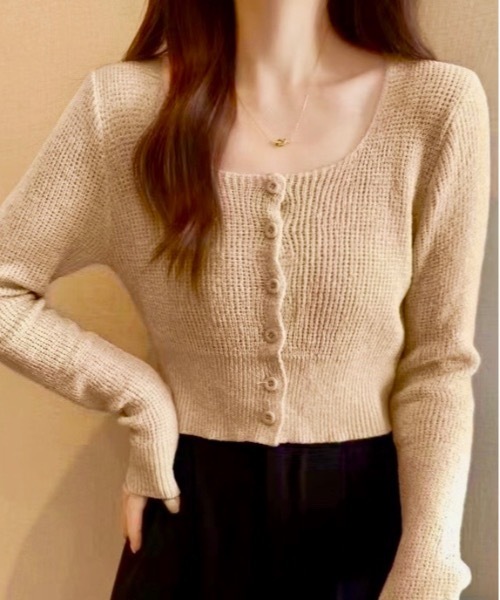 Burner（バーナー）の「【OKUOKU　0909】ショート　ニット　カーディガン　oku-tops-683213711645-1499（カーディガン/ボレロ・レディース・D/E/A/B/C・FREE）」の2枚目の写真