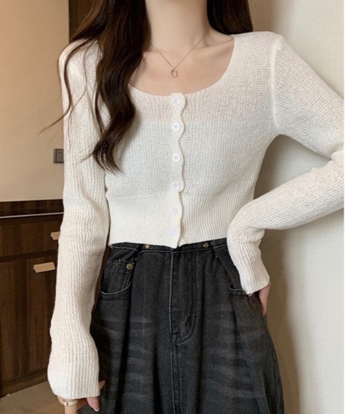 Burner（バーナー）の「【OKUOKU　0909】ショート　ニット　カーディガン　oku-tops-683213711645-1499（カーディガン/ボレロ・レディース・D/E/A/B/C・FREE）」の4枚目の写真