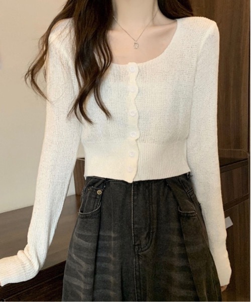 Burner（バーナー）の「【OKUOKU　0909】ショート　ニット　カーディガン　oku-tops-683213711645-1499（カーディガン/ボレロ・レディース・D/E/A/B/C・FREE）」の8枚目の写真