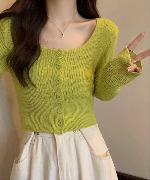 Burner（バーナー）の「【OKUOKU　0909】ショート　ニット　カーディガン　oku-tops-683213711645-1499（カーディガン/ボレロ・レディース・D/E/A/B/C・FREE）」の9枚目の写真