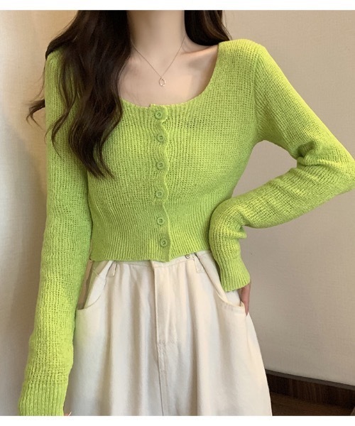 Burner（バーナー）の「【OKUOKU　0909】ショート　ニット　カーディガン　oku-tops-683213711645-1499（カーディガン/ボレロ・レディース・D/E/A/B/C・FREE）」の20枚目の写真