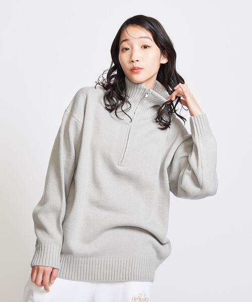 info. BEAUTY&YOUTH（インフォビューティアンドユース）の「【WEB限定】 ＜info. BEAUTY&YOUTH＞ バルーンシルエット ハーフジップ ニット（ニット/セーター・メンズ・ネイビー/グレー/オフホワイト・S/M/L）」の2枚目の写真