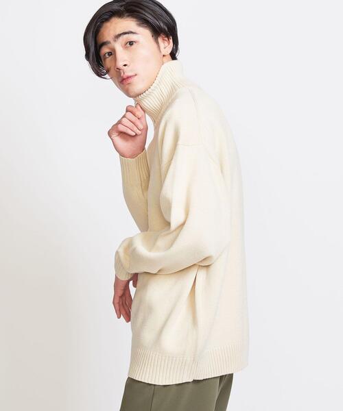 info. BEAUTY&YOUTH（インフォビューティアンドユース）の「【WEB限定】 ＜info. BEAUTY&YOUTH＞ バルーンシルエット ハーフジップ ニット（ニット/セーター・メンズ・ネイビー/グレー/オフホワイト・S/M/L）」の4枚目の写真