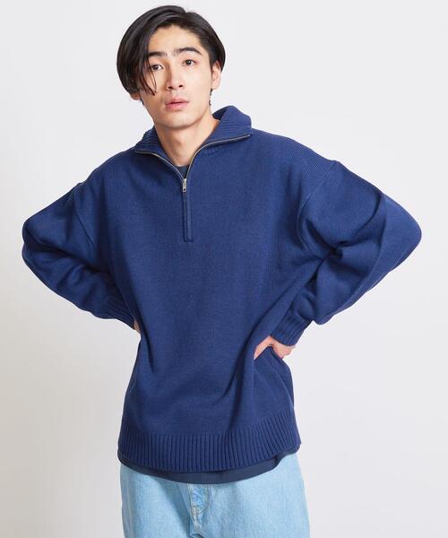 info. BEAUTY&YOUTH（インフォビューティアンドユース）の「【WEB限定】 ＜info. BEAUTY&YOUTH＞ バルーンシルエット ハーフジップ ニット（ニット/セーター・メンズ・ネイビー/グレー/オフホワイト・S/M/L）」の15枚目の写真
