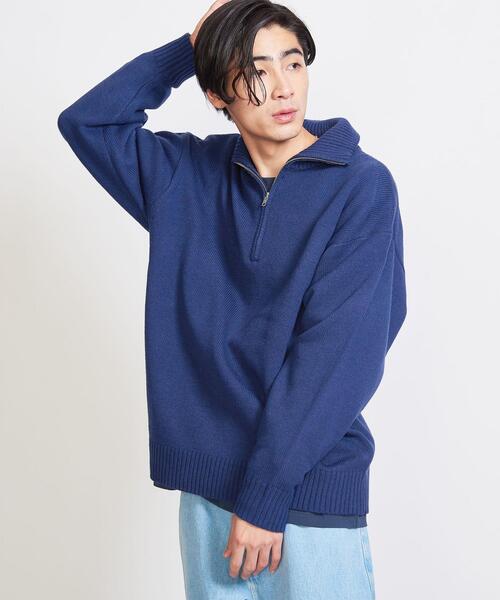 info. BEAUTY&YOUTH（インフォビューティアンドユース）の「【WEB限定】 ＜info. BEAUTY&YOUTH＞ バルーンシルエット ハーフジップ ニット（ニット/セーター・メンズ・ネイビー/グレー/オフホワイト・S/M/L）」の16枚目の写真