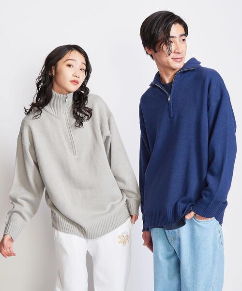 info. BEAUTY&YOUTH（インフォビューティアンドユース）の「【WEB限定】 ＜info. BEAUTY&YOUTH＞ バルーンシルエット ハーフジップ ニット（ニット/セーター・メンズ・ネイビー/グレー/オフホワイト・S/M/L）」の18枚目の写真