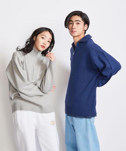info. BEAUTY&YOUTH（インフォビューティアンドユース）の「【WEB限定】 ＜info. BEAUTY&YOUTH＞ バルーンシルエット ハーフジップ ニット（ニット/セーター・メンズ・ネイビー/グレー/オフホワイト・S/M/L）」の19枚目の写真