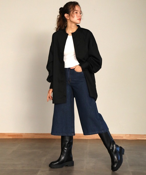 aity(アイティ)の「ミモレ丈ワイドパンツ(デニムパンツ・レディース・ワンウォッシュ/ブルー/ネイビー・M)」の4枚目の写真