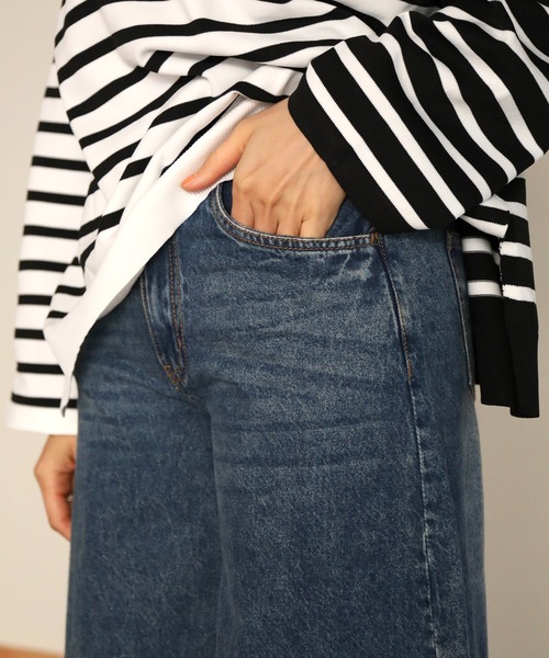 aity(アイティ)の「ミモレ丈ワイドパンツ(デニムパンツ・レディース・ワンウォッシュ/ブルー/ネイビー・M)」の15枚目の写真