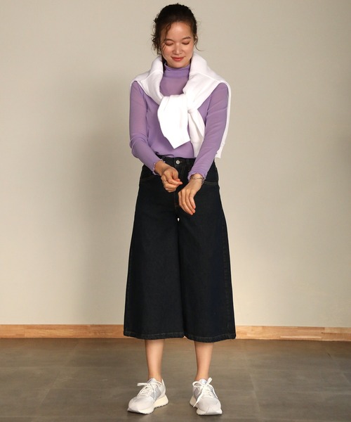 aity(アイティ)の「ミモレ丈ワイドパンツ(デニムパンツ・レディース・ワンウォッシュ/ブルー/ネイビー・M)」の16枚目の写真