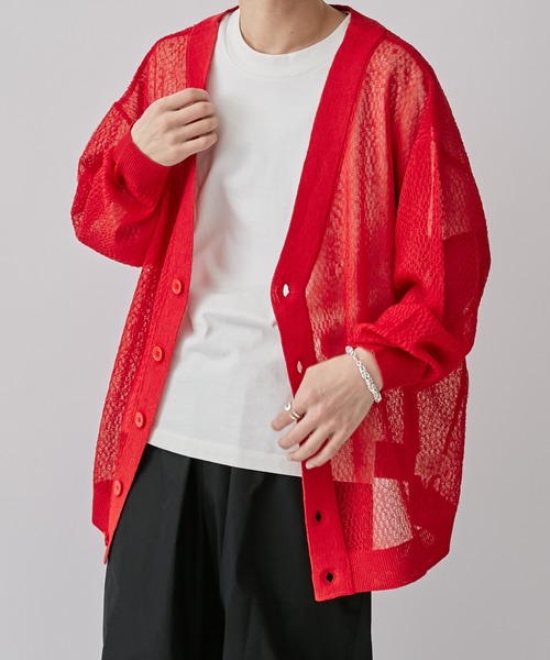 Lui's(ルイス)の「モザイク柄シアーカーディガン(カーディガン/ボレロ・メンズ・ブラック/ブルー/レッド・FREE)」の9枚目の写真