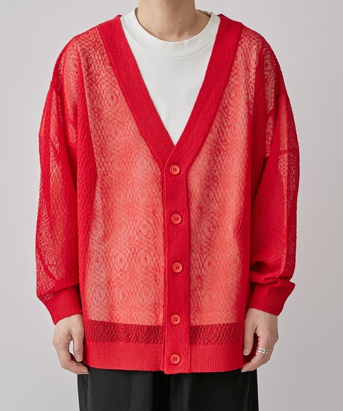 Lui's(ルイス)の「モザイク柄シアーカーディガン(カーディガン/ボレロ・メンズ・ブラック/ブルー/レッド・FREE)」の10枚目の写真