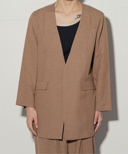 ottilie（オティーリエ）の「ottilie レーヨンリネンノーカラージャケット（ノーカラージャケット・レディース・ナチュラル/ブラウン・FREE）」の12枚目の写真